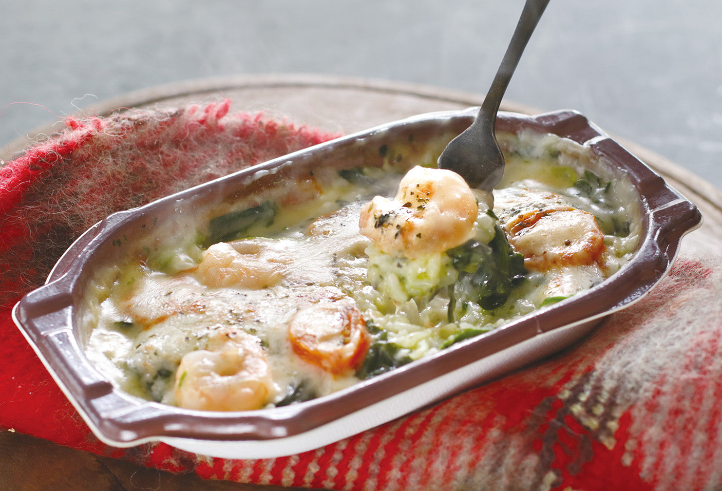 海老とほうれん草のバジルドリア