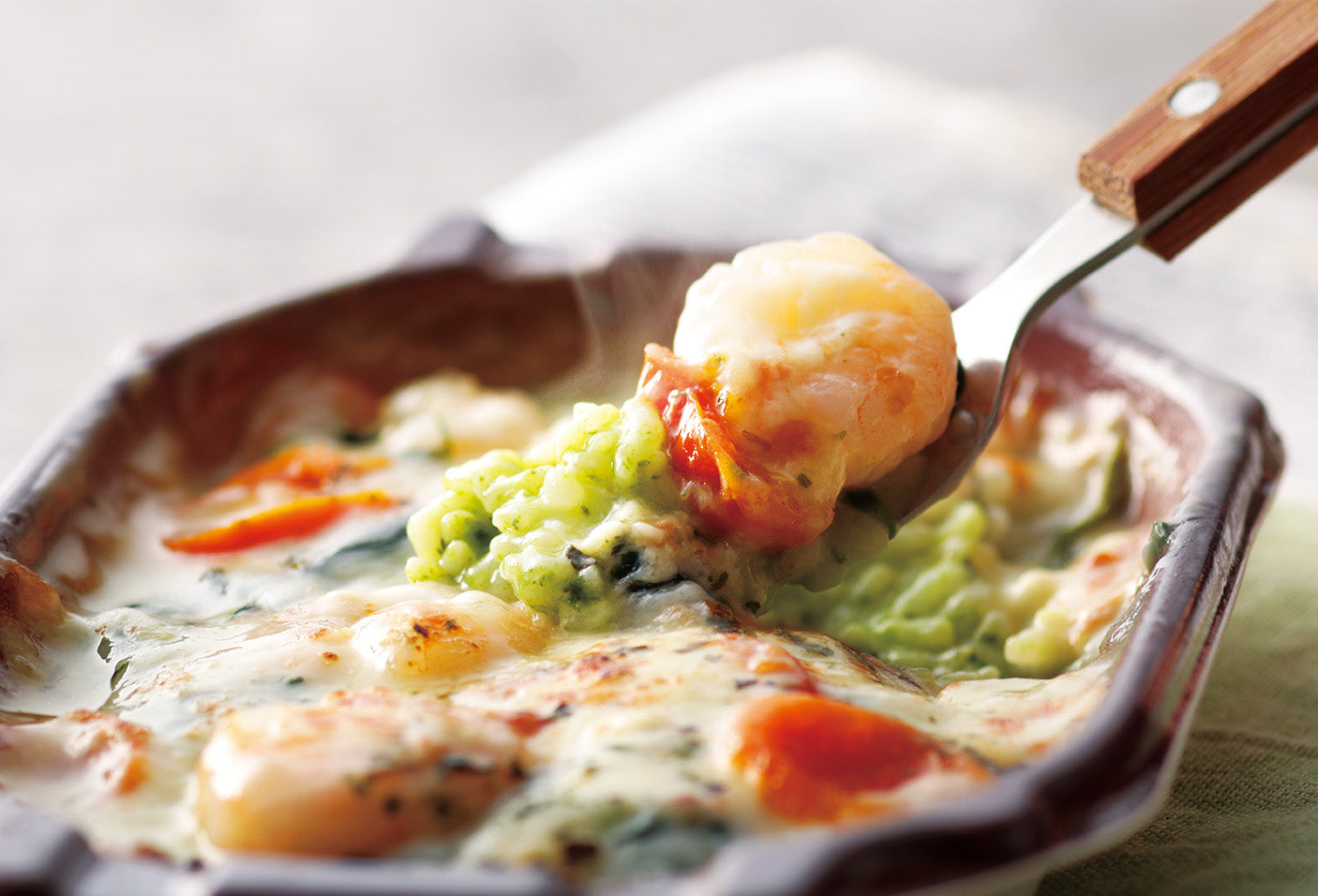 海老とほうれん草のバジルドリア